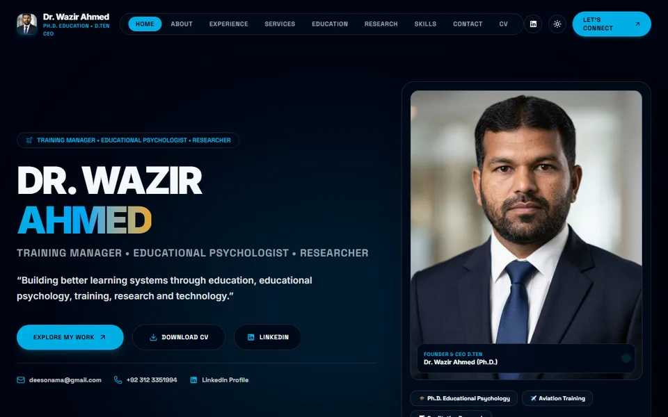 Dr. Wazir Ahmed consultant portfolio home page
